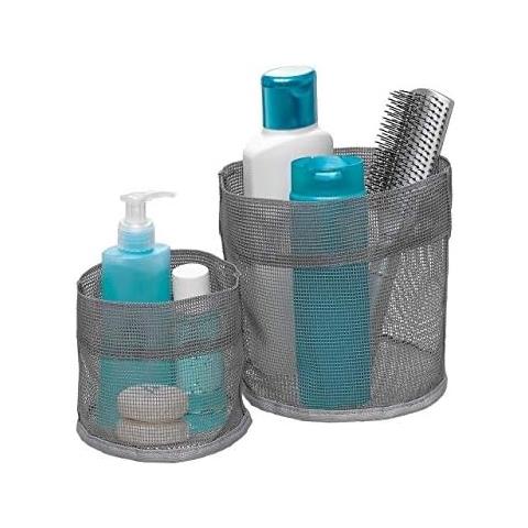 Cesti Per Bagno Rotondi Set 2 Pezzi 16x16cm + 12x12 Cm Bianco O Grigio - Foto 1