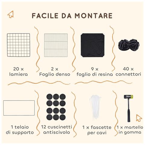 Gabbia per Animali Piccoli Modulabile con Casette Rialzate per Porcellini d'India e Ricci, Nero - Foto 2