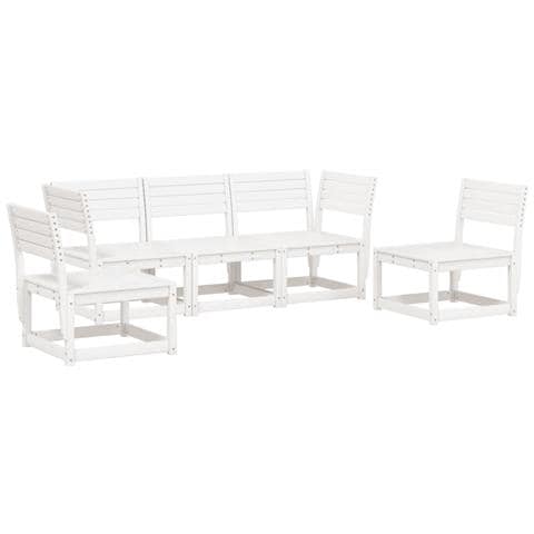 Set Salotto Da Giardino 5 Pz Bianco In Legno Massello Di Pino - Foto 2