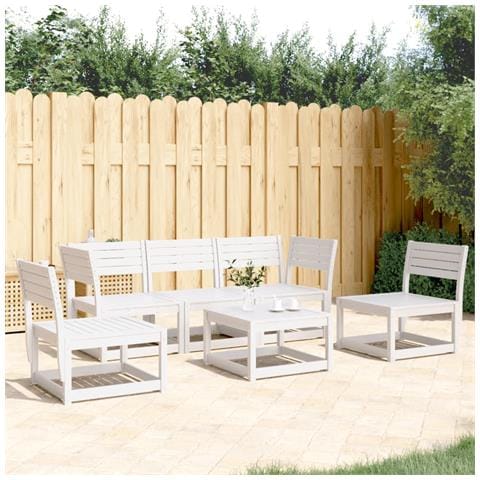 Set Salotto Da Giardino 5 Pz Bianco In Legno Massello Di Pino - Foto 1
