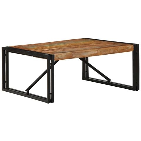 Tavolino Salotto Multicolore 80x80x35cm Legno Massello Recupero - Foto 1