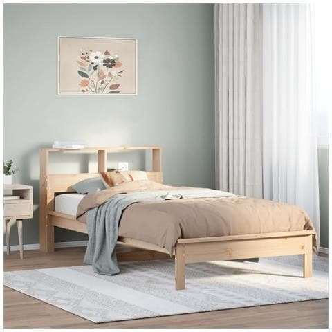 Letto Libreria Senza Materasso 90x200 Cm Legno Massello Pino - Foto 1