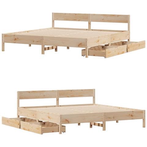 Letto senza Materasso 200x200 cm in Legno Massello di Pino - Foto 2