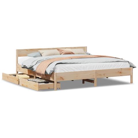 Letto senza Materasso 200x200 cm in Legno Massello di Pino - Foto 1