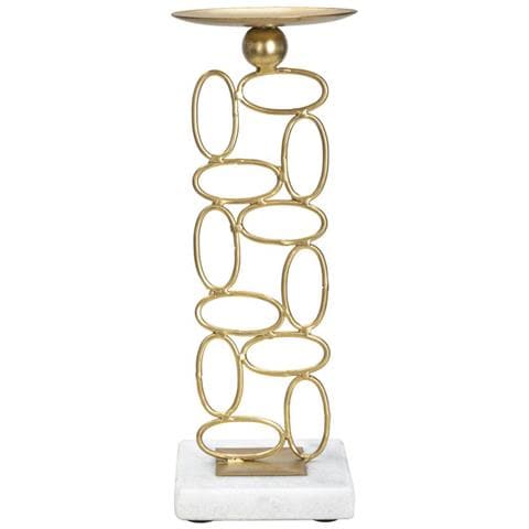 Portacandela Mf342 - Oro - Marmo - 10x10x27 Cm - Foto 1
