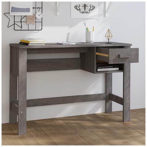 Lusso Casadino -  Scrivania Hamar Grigio Chiaro 110x40x75 Cm In Legno Di Pino - Foto 2