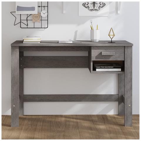 Lusso Casadino -  Scrivania Hamar Grigio Chiaro 110x40x75 Cm In Legno Di Pino - Foto 8