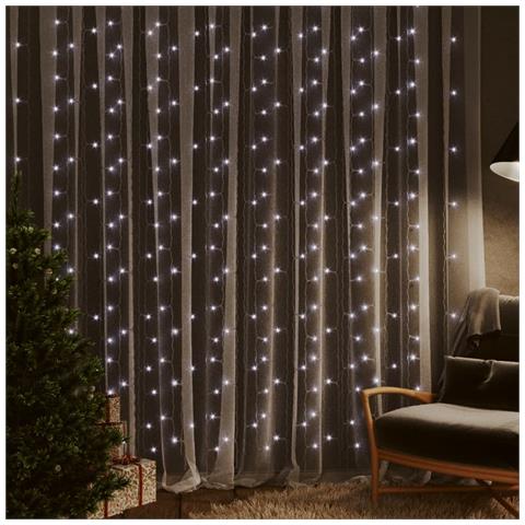 Lusso Casadino - Tenda Luci A Ghiaccioli 3x3m 300 Led Bianco Freddo 8 Funzioni - Foto 6