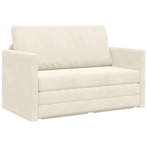 Divano Letto da Terra 2-in-1 Panna 124x204x61 cm Velluto - Foto 1