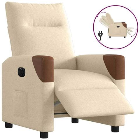 Poltrona Elettrica Reclinabile Crema in Tessuto - Foto 1