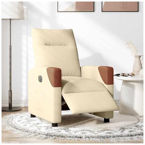 Poltrona Elettrica Reclinabile Crema in Tessuto - Foto 2