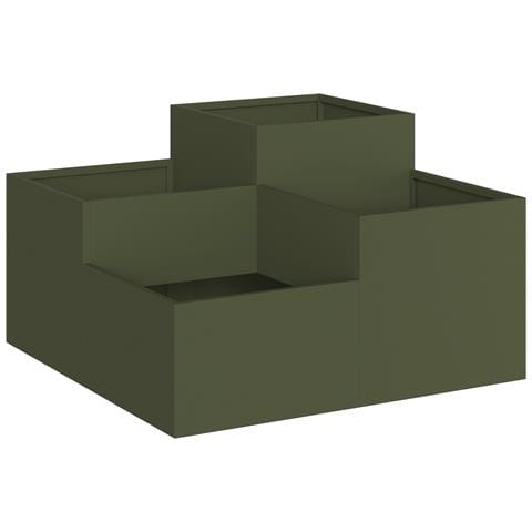 Fioriera da giardino  80x80x48 cm Verde oliva Acciaio - Foto 1