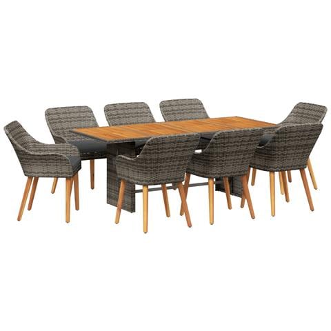 Set da Pranzo da Giardino 9 Pezzi Grigio Rattan Sintetico - Foto 1