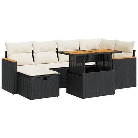 Set Divani da Giardino con Cuscini 8 pz Nero in Polyrattan - Foto 1