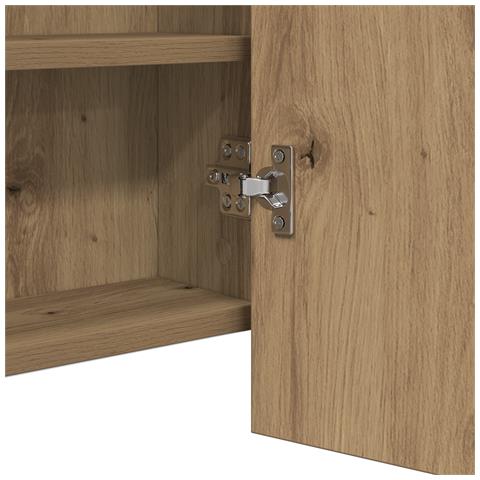 Mobiletto Specchiera LED Rovere Artisanale 100x12x45 cm Legno Ingegnerizzato - Foto 9