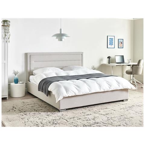 Letto Contenitore Tessuto Rouen 180 X 200 Cm Beige Chiaro - Foto 1
