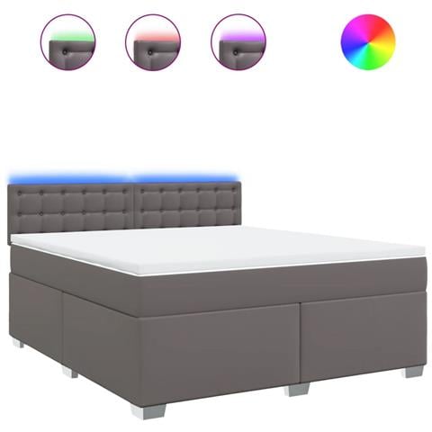 Giroletto a Molle con Materasso Grgio 180x200 cm in Similpelle - Foto 1