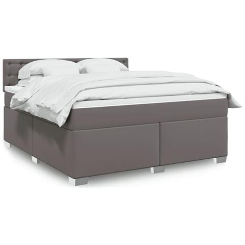 Giroletto a Molle con Materasso Grgio 180x200 cm in Similpelle - Foto 2