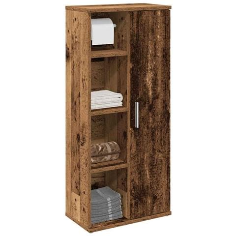 Mobile da Bagno con Portarotolo Legno Antico 39x22x90 cm - Foto 2