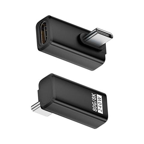 Adattatore Usb-c Femmina A Maschio Ad Angolo Retto 240w 80gbps (confezione Da 2) Black - Foto 1