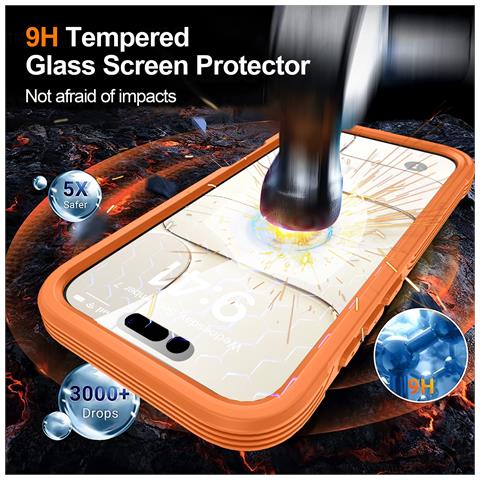 Custodia Arancione 9h In Vetro Temperato Antiurto Compatibile Con Iphone 17 Air - Foto 5