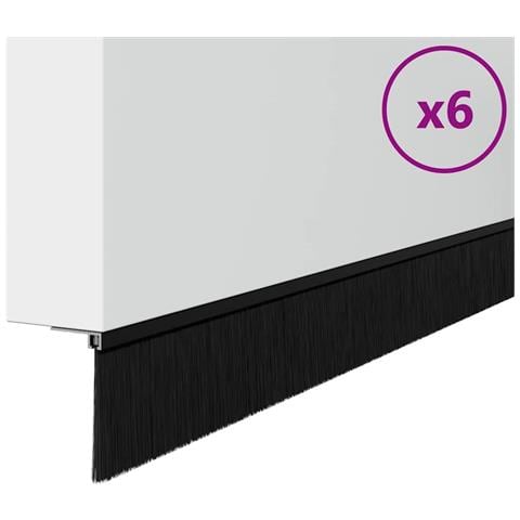 Spazzole per porte a vite 6 pcs Nero 100 cm Lega di alluminio - Foto 1