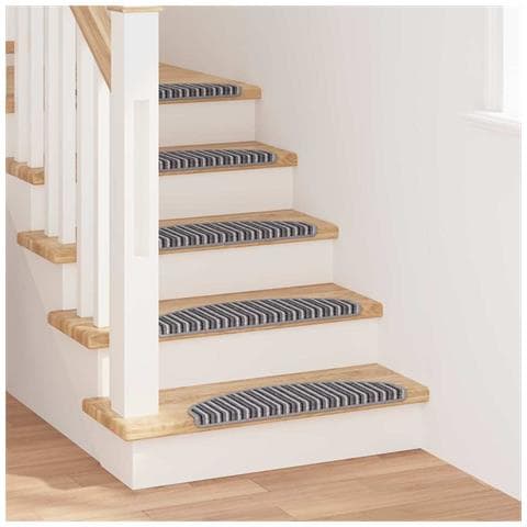 Tappetini per scale autoadesivi 15 pcs Grigio 65 x 21 x 4 cm - Foto 2