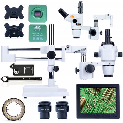 Mikroscopio Stereoscopico Trinoculare Moon Pro Msmp-t-sdms1-6745 - Zoom 6.7x-45x, Testa Rotante 360°, Display 8"" | Ideale Per Elettronica E Gioielleria - Foto 1