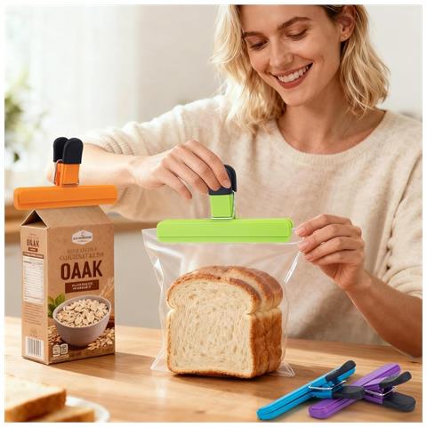 Clip Di Chiusura Per Alimenti - Set Da 5, Clip Ermetiche Per Sacchetti Snack Per La Conservazione Degli Alimenti In Cucina Beige - Foto 7