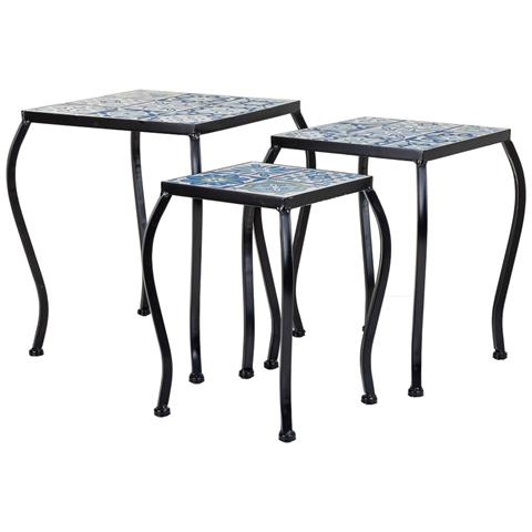 Set Di 3 Supporti In Mosaico Nero E Metallo - Foto 1