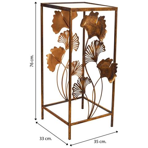 Tavolino Angolare In Metallo Dorato 35x33x76h - Foto 8