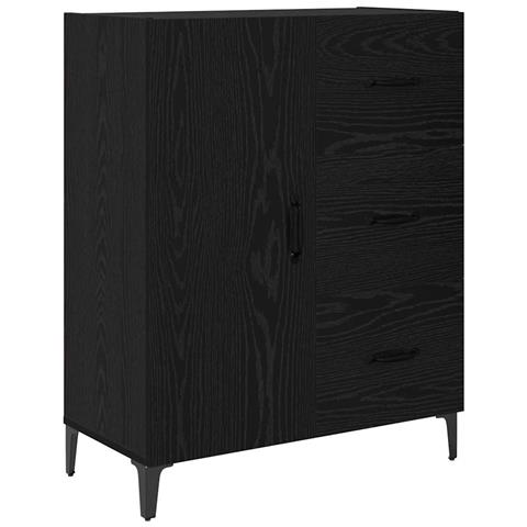 Credenza Rovere Nero 69,5 x 34 x 90 cm Legno multistrato - Foto 1