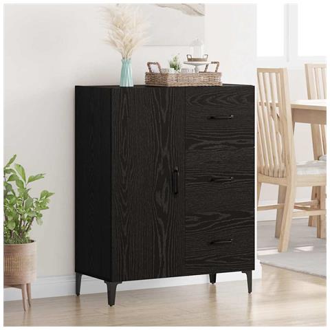 Credenza Rovere Nero 69,5 x 34 x 90 cm Legno multistrato - Foto 2