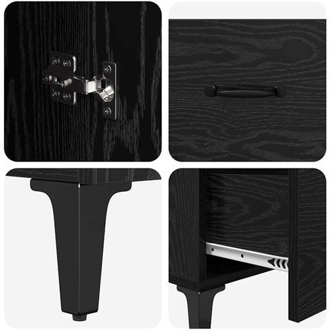 Credenza Rovere Nero 69,5 x 34 x 90 cm Legno multistrato - Foto 9