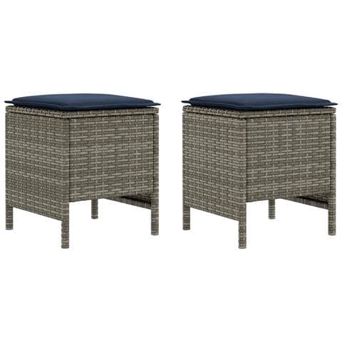 Poggiapiedi da Giardino 2 Pezzo Grigio e Blu Navy Rattan in PE - Foto 1