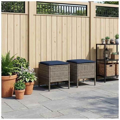 Poggiapiedi da Giardino 2 Pezzo Grigio e Blu Navy Rattan in PE - Foto 2