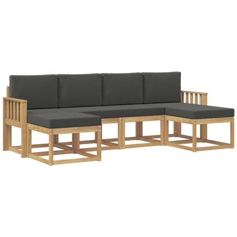 Set di divani da esterno 6 pcs Bianco e Antracite Poliestere - Foto 1