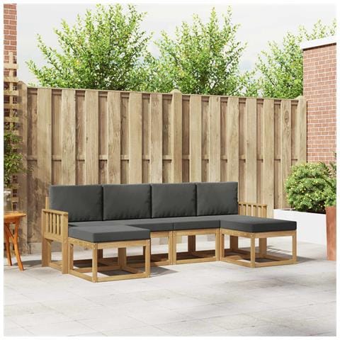 Set di divani da esterno 6 pcs Bianco e Antracite Poliestere - Foto 2