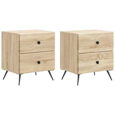 Armadio da Notte 2 pcs Rovere Sonoma 43 x 34,5 x 47,5 cm - Foto 1