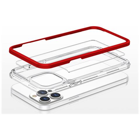 Custodia Trasparente 3in1 Per Iphone 13 Pro, Cover In Gel Rosso. - Foto 5
