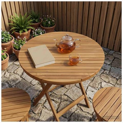 Piano del tavolo Ø 80 x 3,5 Rotondo Legno di teak solido - Foto 2