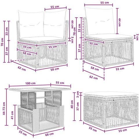 Set Divano da Giardino 13 pz Grigio e Grigio Scuro polyrattan - Foto 2