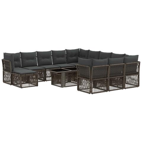 Set Divano da Giardino 13 pz Grigio e Grigio Scuro polyrattan - Foto 1