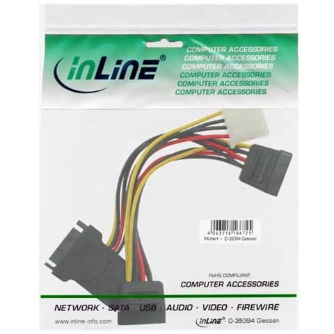 cavo sata alimentazione da 15pin power sata maschio (alim.) a 3x 15pin power sata femmina (hdd) + 4pin femmina 5,25" (ide - Foto 2