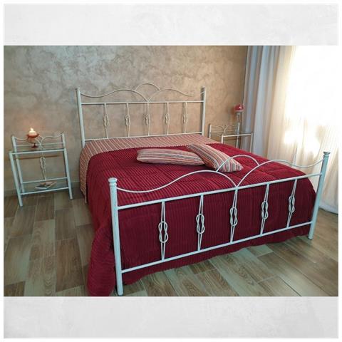 Letto Matrimoniale Primula Ferro Battuto Bianco Oro - Foto 4