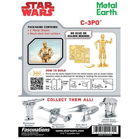 Metal Earth Star Wars Gold C-3po Puzzle Di Metallo 3d - Foto 7