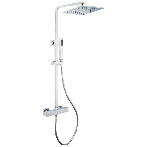 Colonna Doccia Attrezzata Ottone Cromato Soffione Quadro Doccetta Rubinetto Termostatico - Foto 3