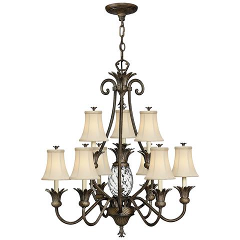 Lampadario A 10 Luci Multibraccio Finitura Bronzo Perla, Attacco E14 - Foto 2