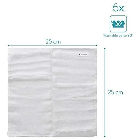 Bamboo Lavare Panni (confezione Da 6) - 25 X 25 Cm Panno Di Fronte Morbida Flanella Asciugamani Set Per Lavarsi Il Viso Rimozione Trucco Corpo Bambini Bambini - Bianco - Foto 2