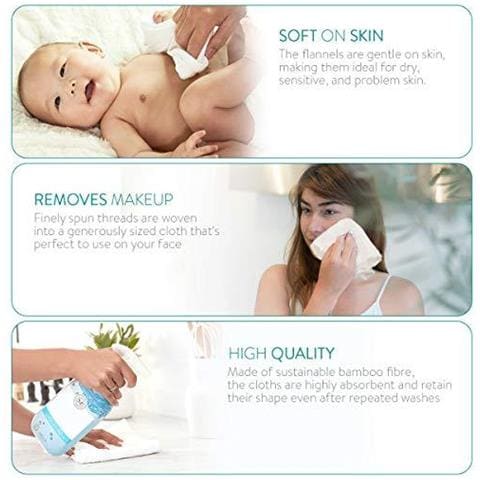 Bamboo Lavare Panni (confezione Da 6) - 25 X 25 Cm Panno Di Fronte Morbida Flanella Asciugamani Set Per Lavarsi Il Viso Rimozione Trucco Corpo Bambini Bambini - Bianco - Foto 4